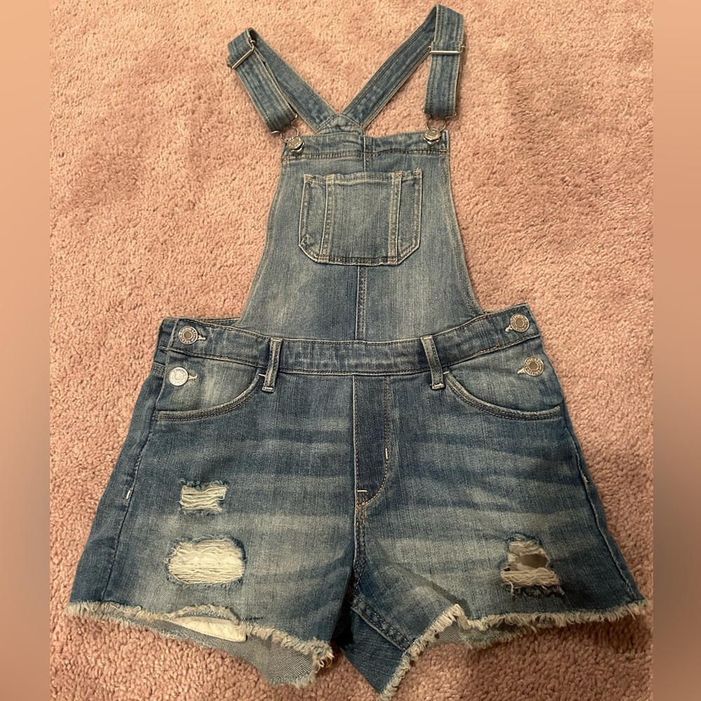 &Denim Medium wash overall shorts